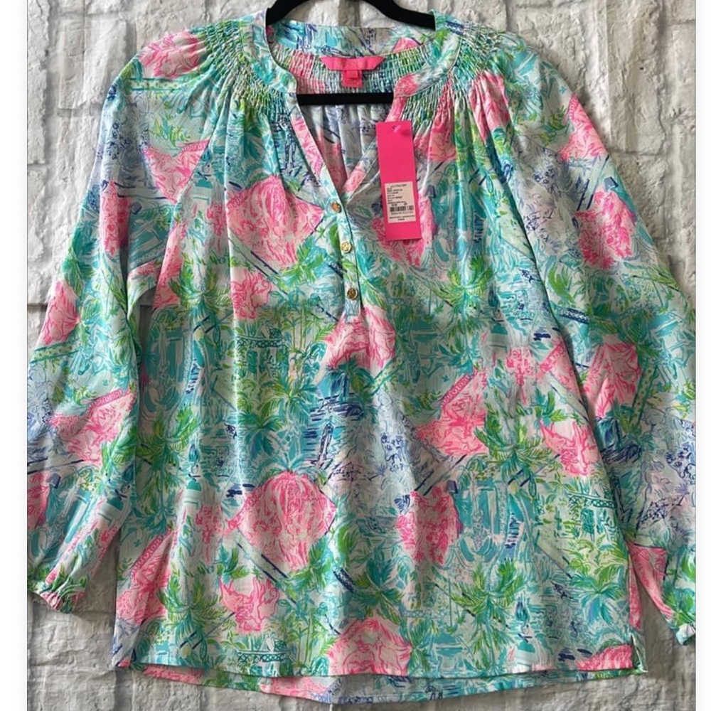 NWT bohemian queen Elsa silk blouse by Lilly Pulitzer.